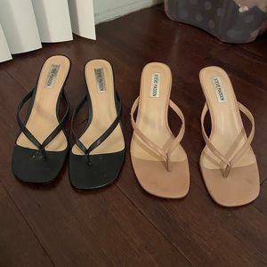 2 PAIRS of Steve Madden sandals Size 9 Black and Nude Kitten Heel